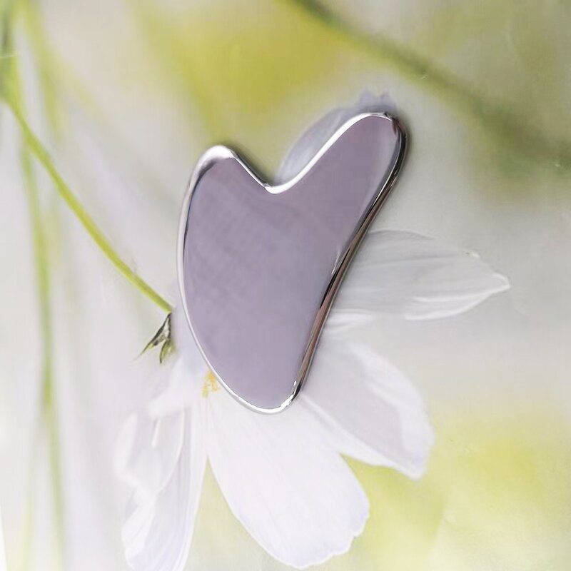 Heart Shape Gua Sha - Custom Logo Stainless Steel Skincare Makeup Foundation Scraping Board