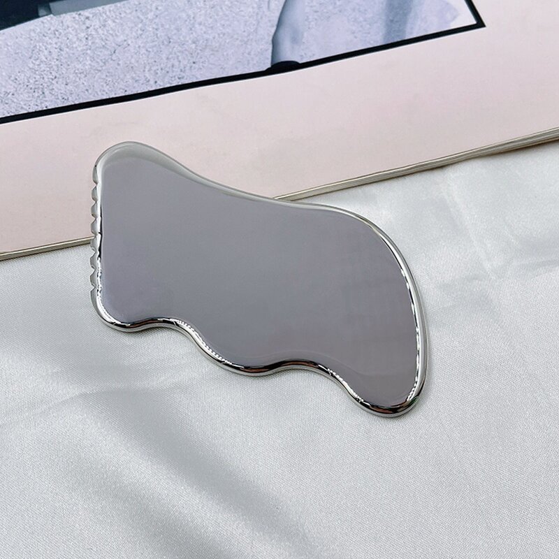 S-Shape Gua Sha Board - Custom Logo Spiky 304 Stainless Steel SPA Facial Scraper Therapy Tool