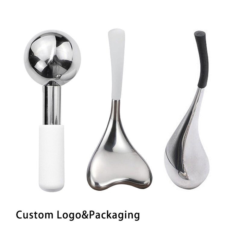 Stainless Steel Cryo Spoon - Massage Facial Lifting Sticks Metal Ice Globes Face Tool