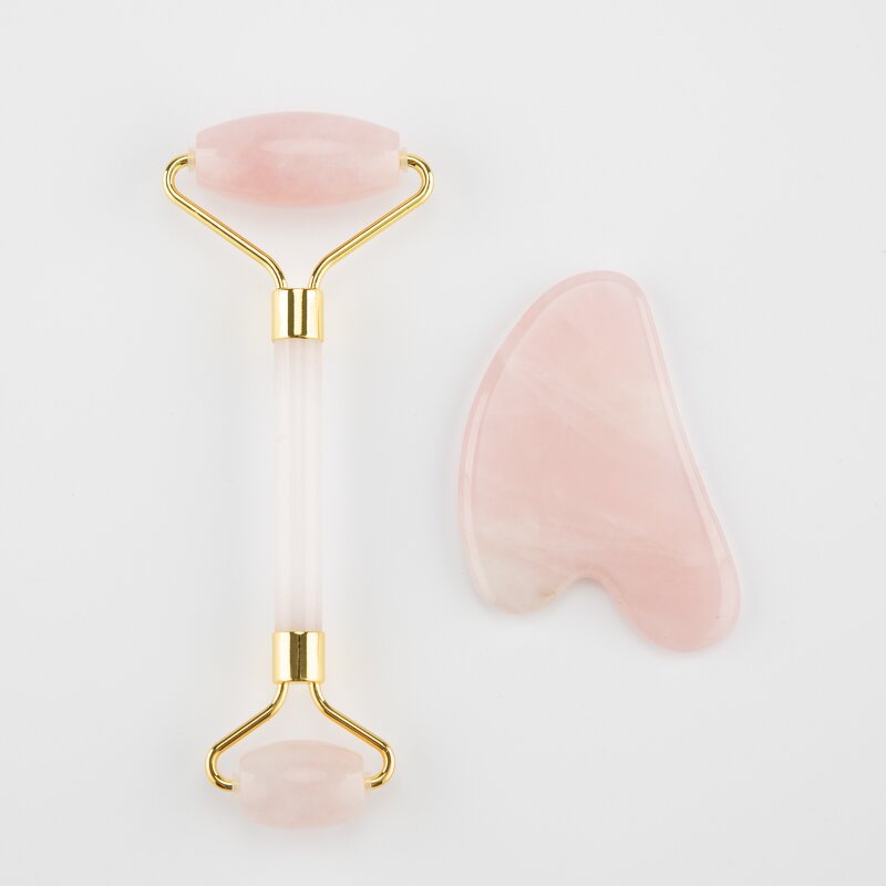 Pink Jade Roller Set - 2024 Hot Selling Natural Stone Facial Guasha Skincare Premium Tool