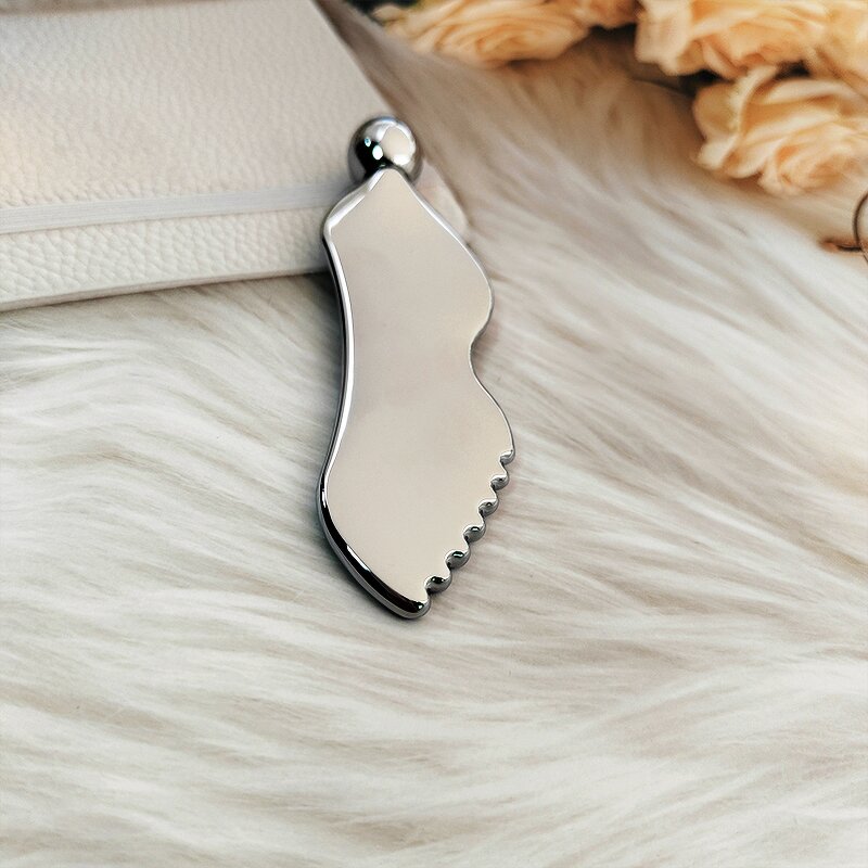 Stainless Steel Gua Sha - Custom Logo 304 Metal with Teeth Ball Scraping Board Facial Massage