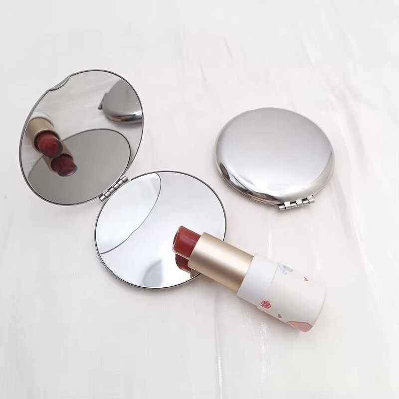 Foldable Makeup Mirror - Dual Side Stainless Steel Small Travel Magnifying Personalized Mirror