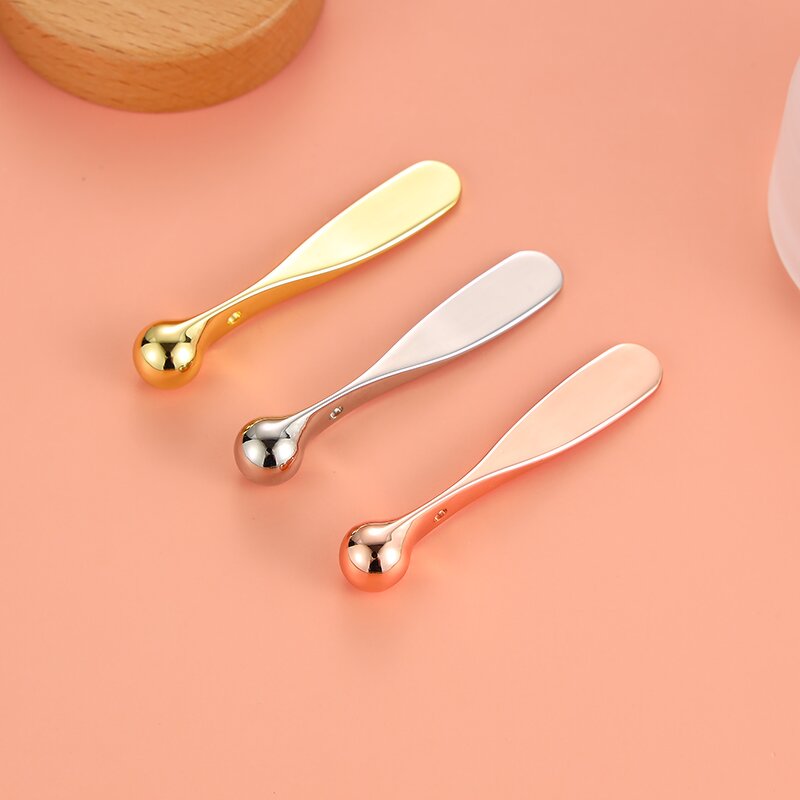 Mini Gold Spatula - Personal Label 5.8cm Zinc Alloy Face Cream Applicator Metal Cosmetic Spoon