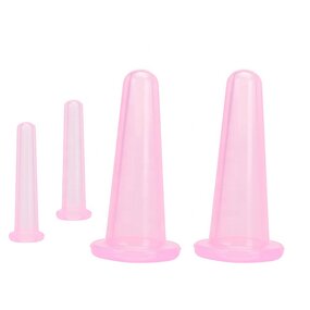 XM Facial Cupping Set - Hot Sale 4 in 1 Eye Face Vacuum Massage Pink White Silicone Kit