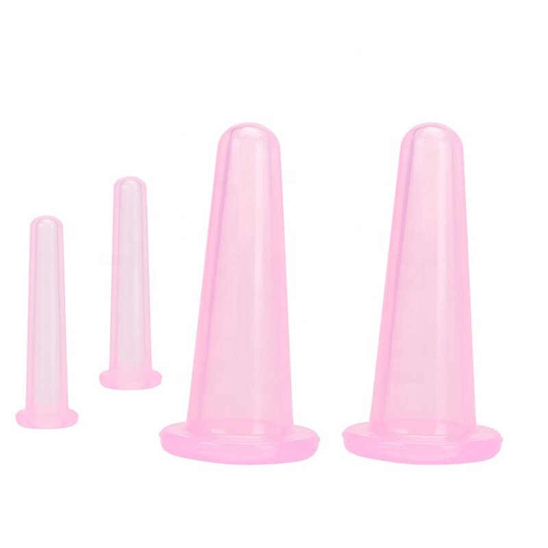 XM Facial Cupping Set - Hot Sale 4 in 1 Eye Face Vacuum Massage Pink White Silicone Kit