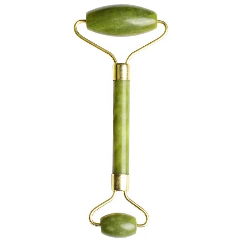 Green Jade Facial Roller - Natural Heart-Shaped Anti-Aging Weight Loss Tool With Packaging Box