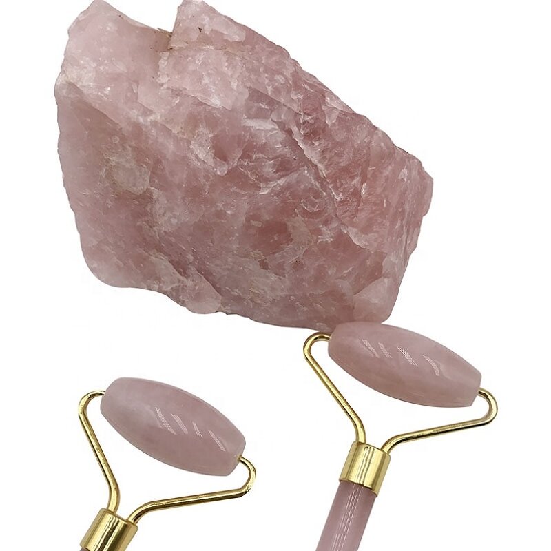 Quartz Jade Roller Set - Custom Logo Green Gemstone Needleless Pink Gua Sha Face Lifting