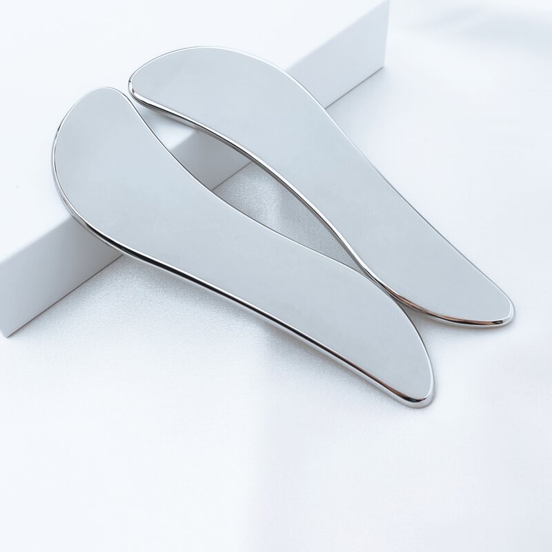 Knife Shape Gua Sha - Custom Logo 304 Stainless Steel Facial Body Massage Scrapping Plate
