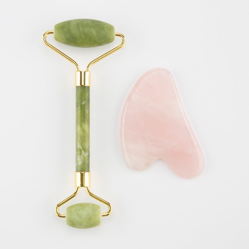 Pink Jade Roller Set - 2024 Hot Selling Natural Stone Facial Guasha Skincare Premium Tool
