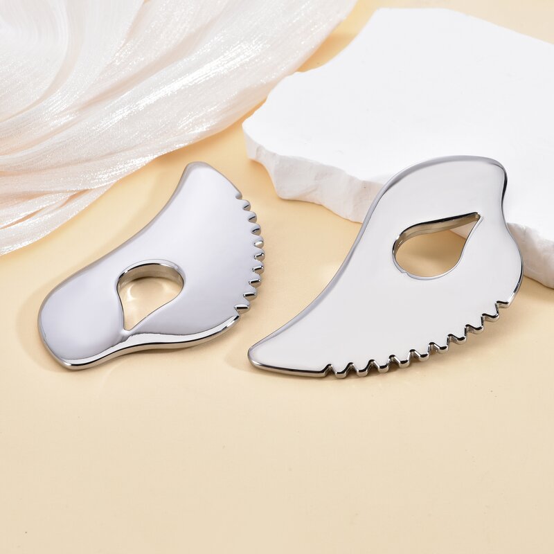 Heart Shaped Gua Sha - 304 Stainless Steel Factory Price Teeth Lymphatic Drainage Massage Tool