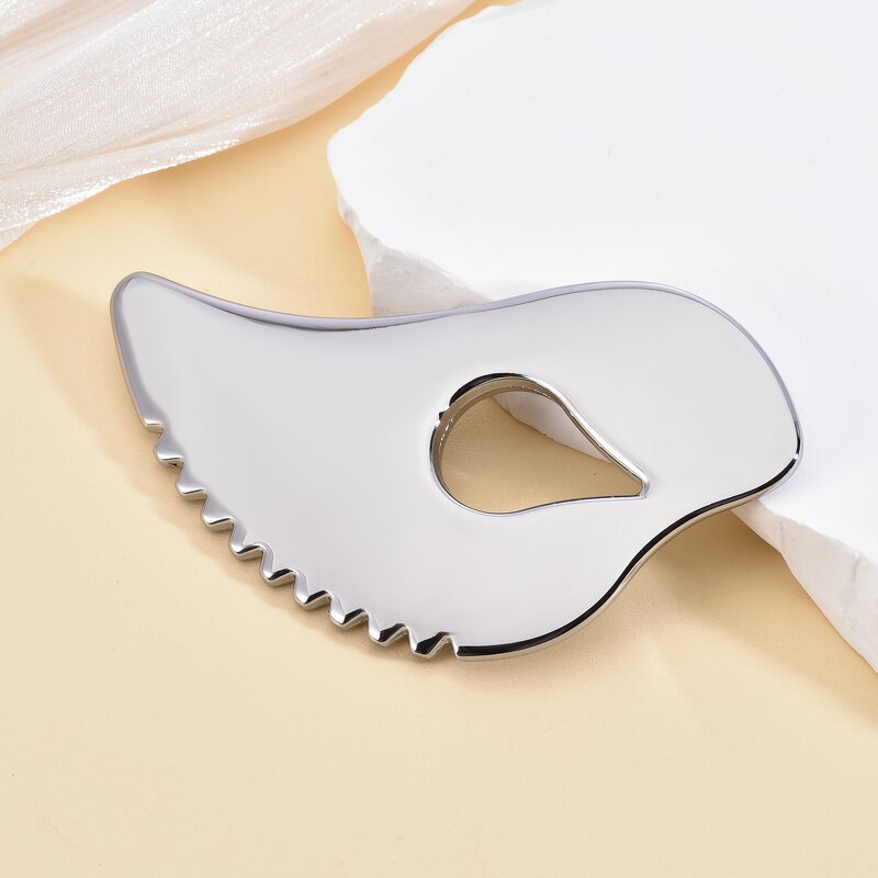Heart Shaped Gua Sha - 304 Stainless Steel Factory Price Teeth Lymphatic Drainage Massage Tool