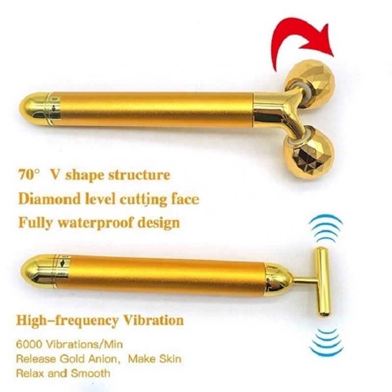 2-in-1 Beauty Bar - Hot Selling 3D Rose Gold T Shape Handheld Vibrating Skin Care Tool