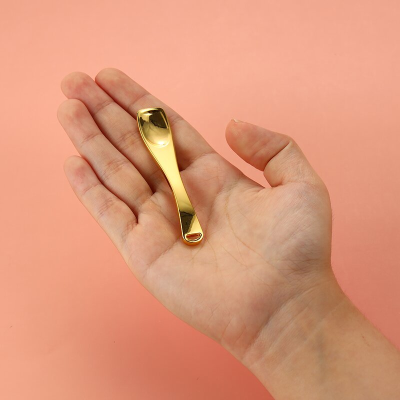 Gold Cream Scoop - Personalized Label 7.2cm Metal Cosmetic Spatula Facial Skincare Spoon