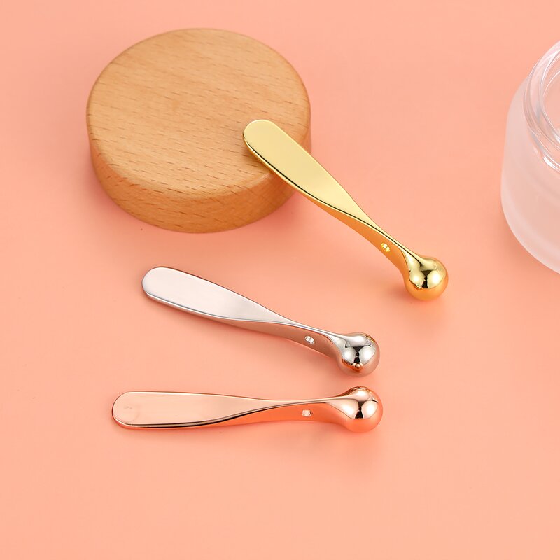 Mini Gold Spatula - Personal Label 5.8cm Zinc Alloy Face Cream Applicator Metal Cosmetic Spoon