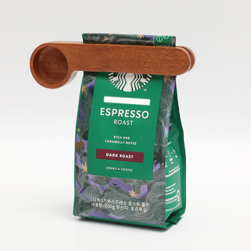 Wooden Coffee Scoop - Pine Wood with Clip Eco Baking Food Storage Custom Logo Measuring Spoon