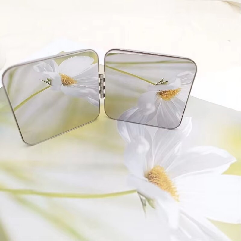 Foldable Makeup Mirror - Dual Side Stainless Steel Small Travel Magnifying Personalized Mirror