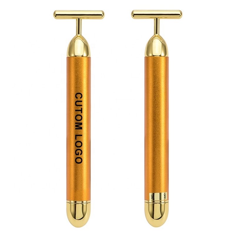 T Shape Beauty Bar - 2024 Hot Selling Vibrating Golden Anti Aging Facial Massage Tool