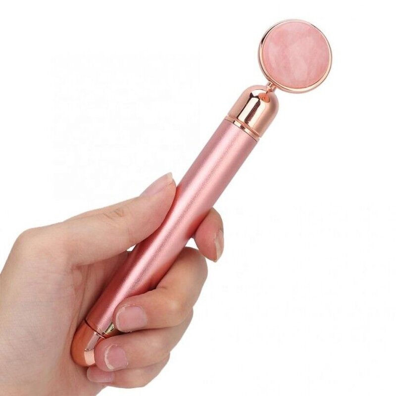 Pink Jade Beauty Bar - Electric Vibrating Facial Massage Metal Roller Skin Care Tool