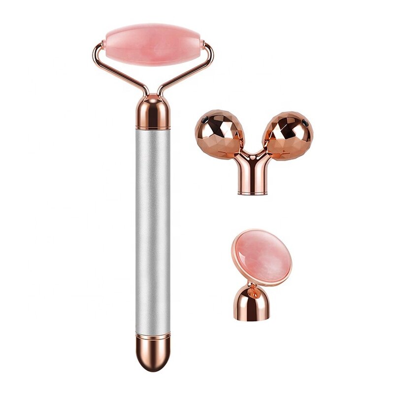 3-in-1 Energy Beauty Bar - 2024 Custom Logo T Shape Rose Quartz Electric Jade Roller with Box