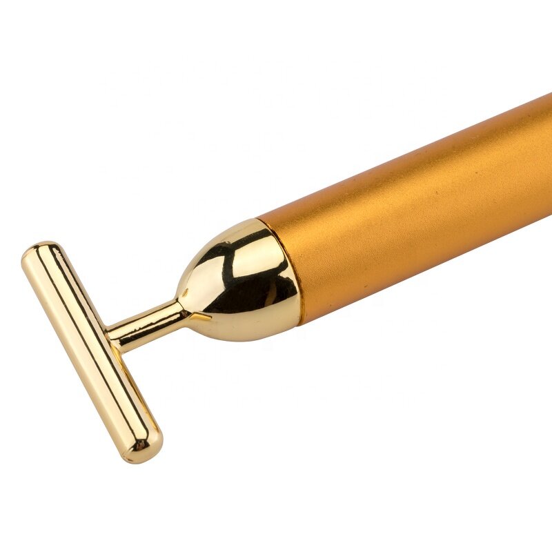 24K Gold Beauty Bar - Custom Logo T-Shape Electric Wrinkle Remover Skin Lifting Massager