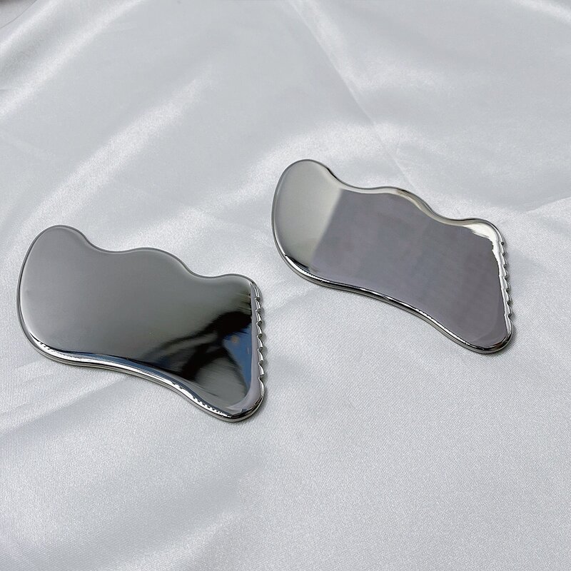S-Shape Gua Sha Board - Custom Logo Spiky 304 Stainless Steel SPA Facial Scraper Therapy Tool
