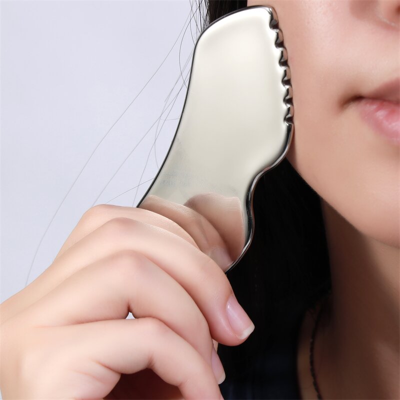 Lip-shape Gua Sha Board - Custom Logo 304 Stainless Steel Facial Body Massage Scraping Tool