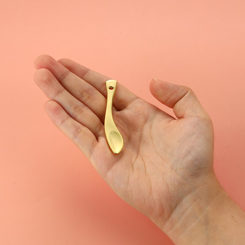 Mini Gold Spatula - Personal Label 6.4cm Zinc Alloy Face Cream Applicator Small Metal Scoop