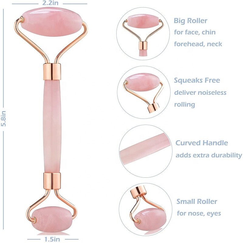 Crystal Pink Quartz Roller - Hot Sale Anti-Aging Skin Lifting Face Massage Jade Tool