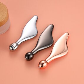 2-in-1 Gua Sha Roller - Two-end Custom Logo Metal 3D Scraping Facial Massage Tool