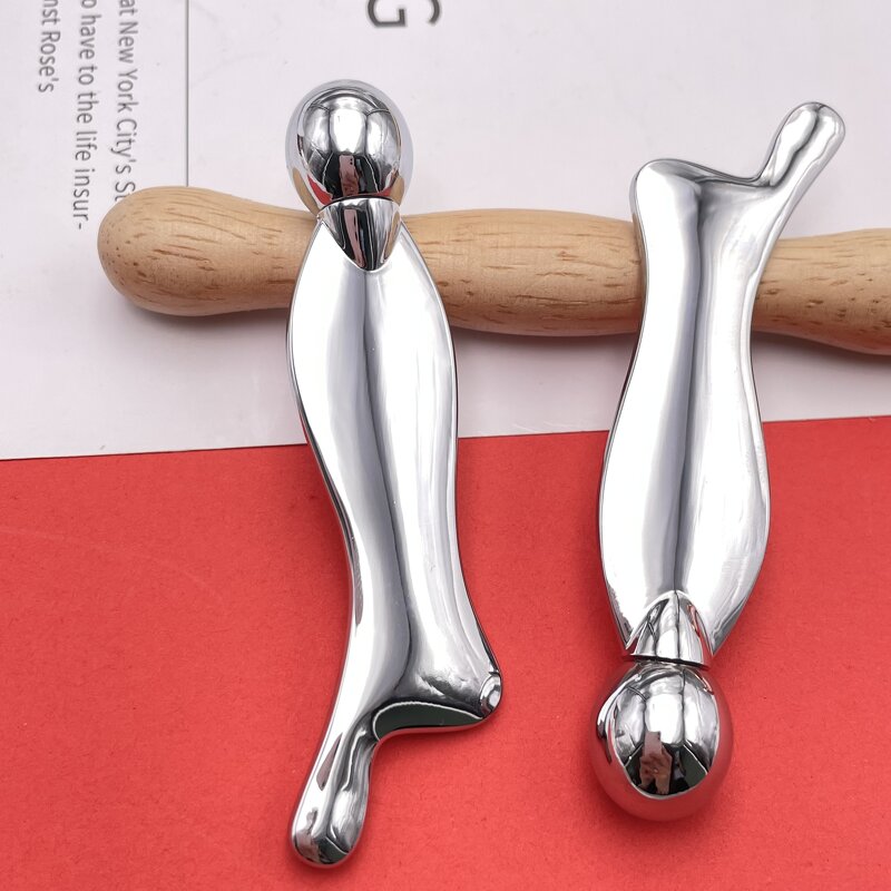 2 in 1 Facial Roller - Metal Lifting Massage Gua Sha Board Beauty Scraping Tool