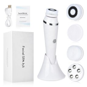4-in-1 Facial Massager - Rechargeable Silicone Sonic Waterproof Pore Cleaner Face Brush