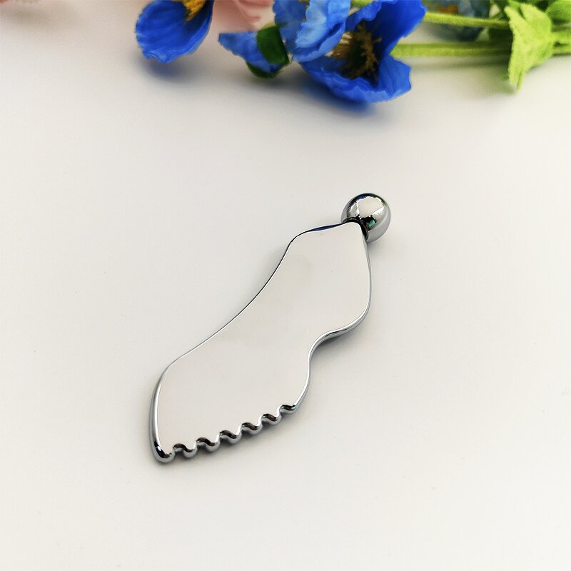 Stainless Steel Gua Sha - Custom Logo 304 Metal with Teeth Ball Scraping Board Facial Massage