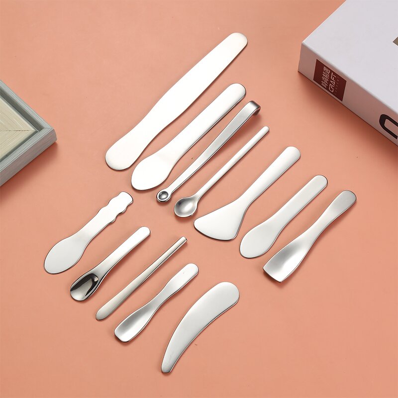 Stainless Steel Spatula - Custom Laser Logo Makeup Cream Face Eye Skincare Cosmetic Shovel