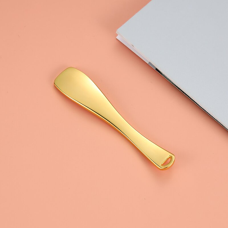 Gold Cream Scoop - Personalized Label 7.2cm Metal Cosmetic Spatula Facial Skincare Spoon