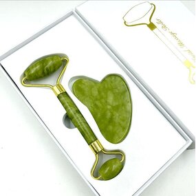 Xiuyan Jade Roller Set - 2024 Custom Logo Anti-Aging Green Gua Sha Facial Massage Tool