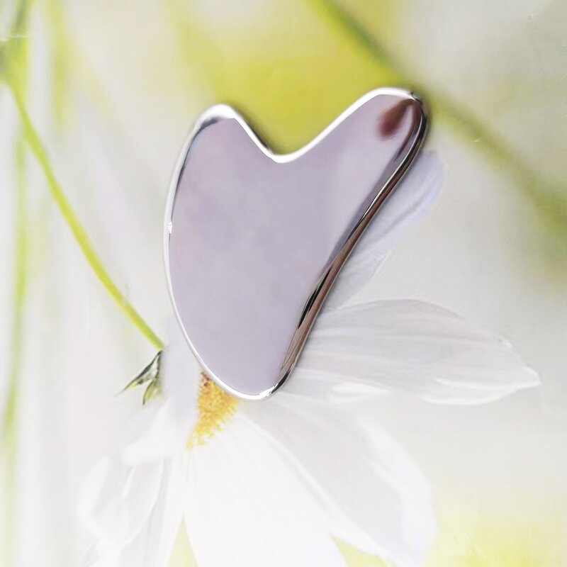 Heart Shape Gua Sha - Custom Logo Stainless Steel Skincare Makeup Foundation Scraping Board