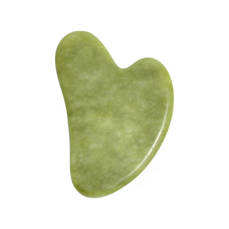 Green Jade Facial Roller - Natural Heart-Shaped Anti-Aging Weight Loss Tool With Packaging Box