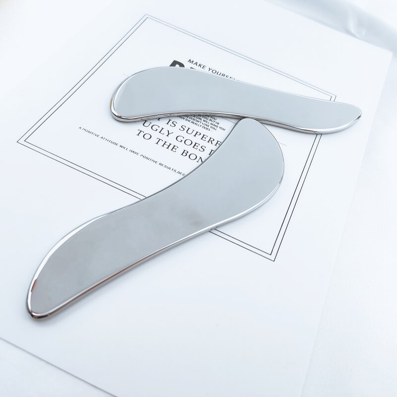 Knife Shape Gua Sha - Custom Logo 304 Stainless Steel Facial Body Massage Scrapping Plate