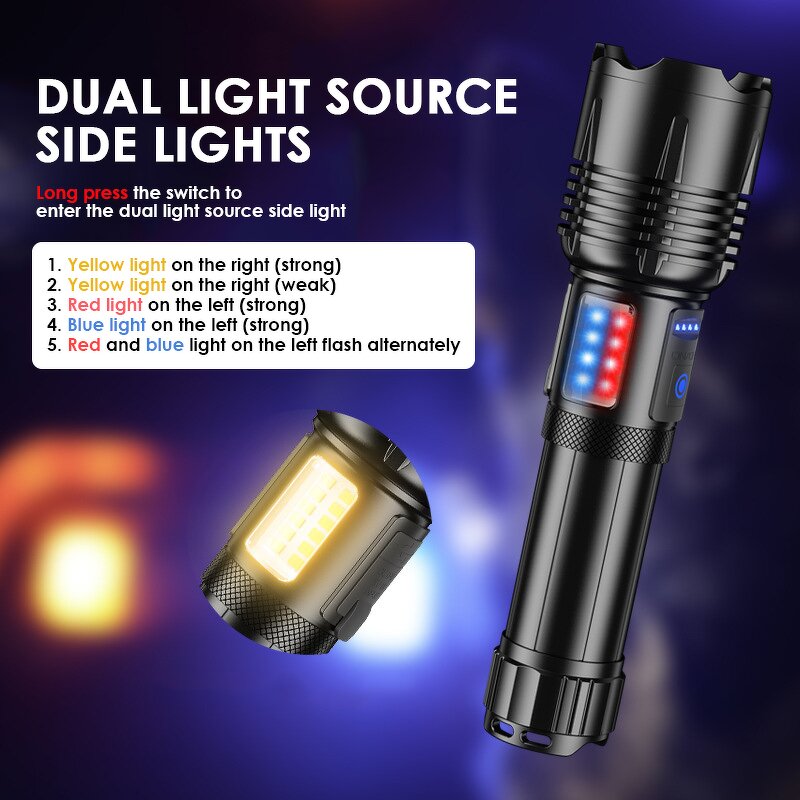 Camping Flashlight - Portable Long-Range Strong Light Mobile Charging Home 1 Year Warranty