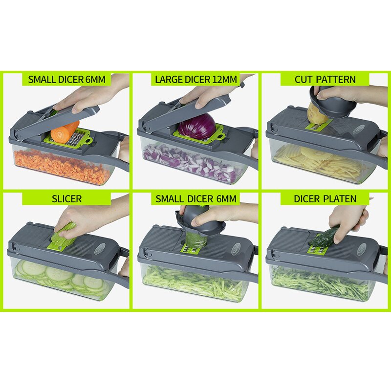 Multifunctional Food Cutter - 12Pcs Vegetable Shredders Slicer Chopping Kitchen Accessories