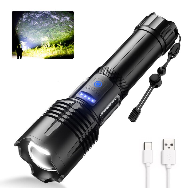 Camping Flashlight - Portable Long-Range Strong Light Mobile Charging Home 1 Year Warranty