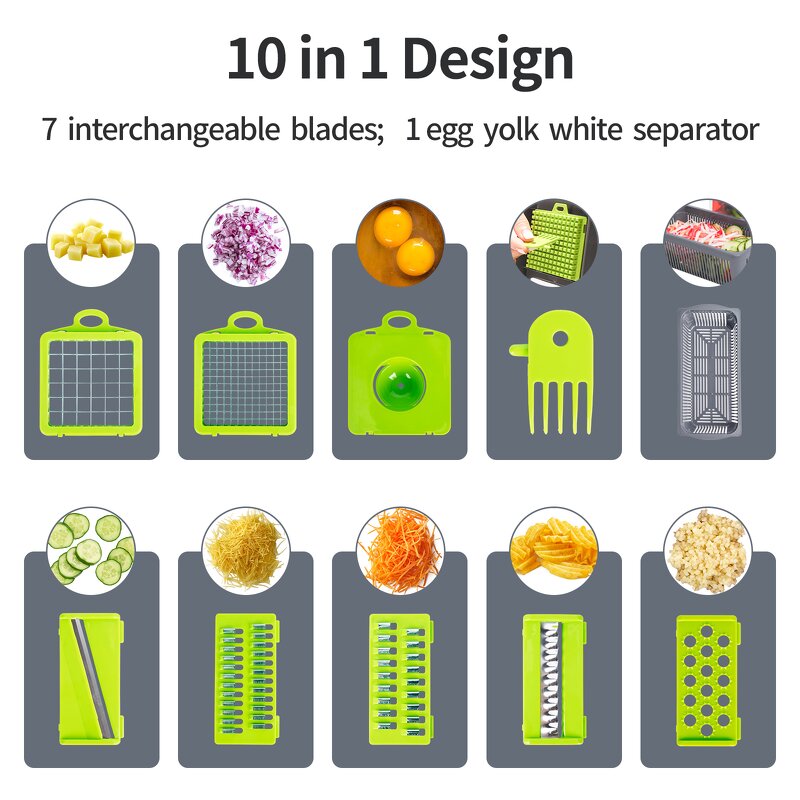 Multifunctional Food Cutter - 12Pcs Vegetable Shredders Slicer Chopping Kitchen Accessories
