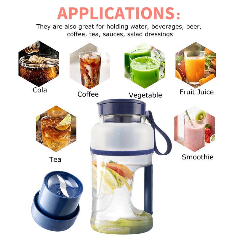 Electric Portable Juicer - 1000ml Large Capacity Outdoor Sports Cup Fresh Fruit Blender