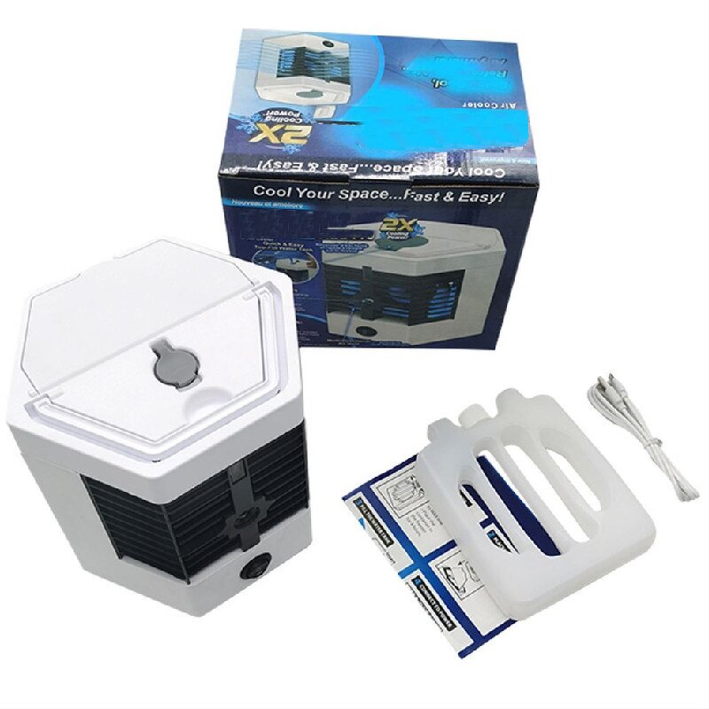 Mini Air Conditioner Fan - Light USB Air Cooler Humidifier Purifier Ice Packs Tanks Home