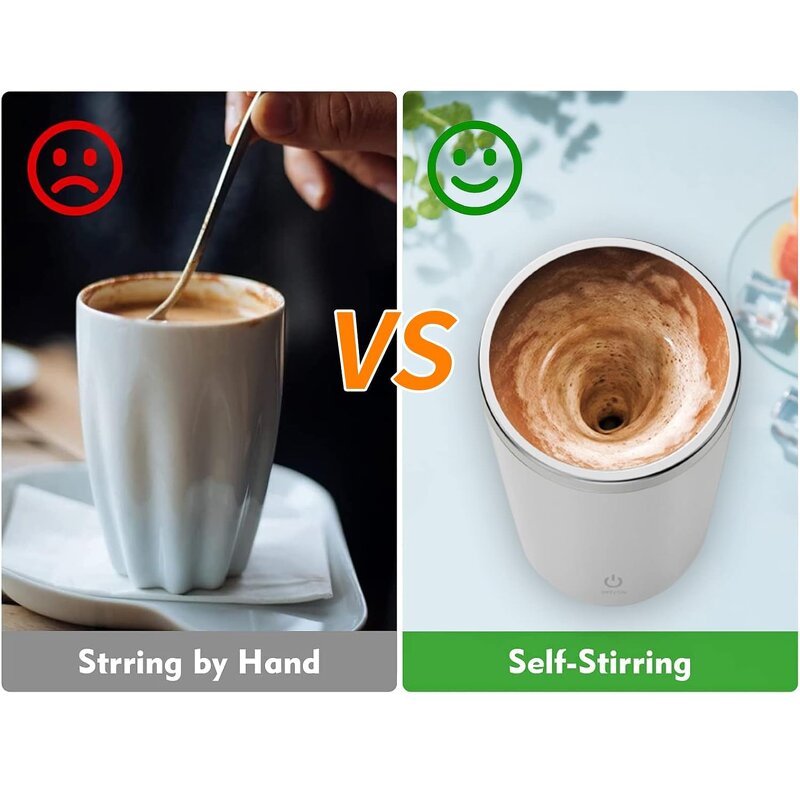 Magnetic Coffee Cup - Rechargeable Stainless Steel Electric Stirring Car Hotel USB Power