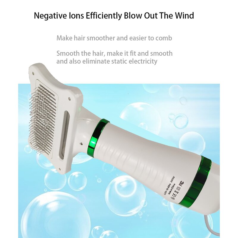 2-in-1 Pet Hair Dryer - Professional Home Dog Cat Grooming with Slicker Brush Smart