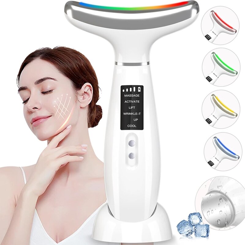 Face Neck Massager - 6-Mode Heating Shaking Cooling Home Travel Gift One Package Tool