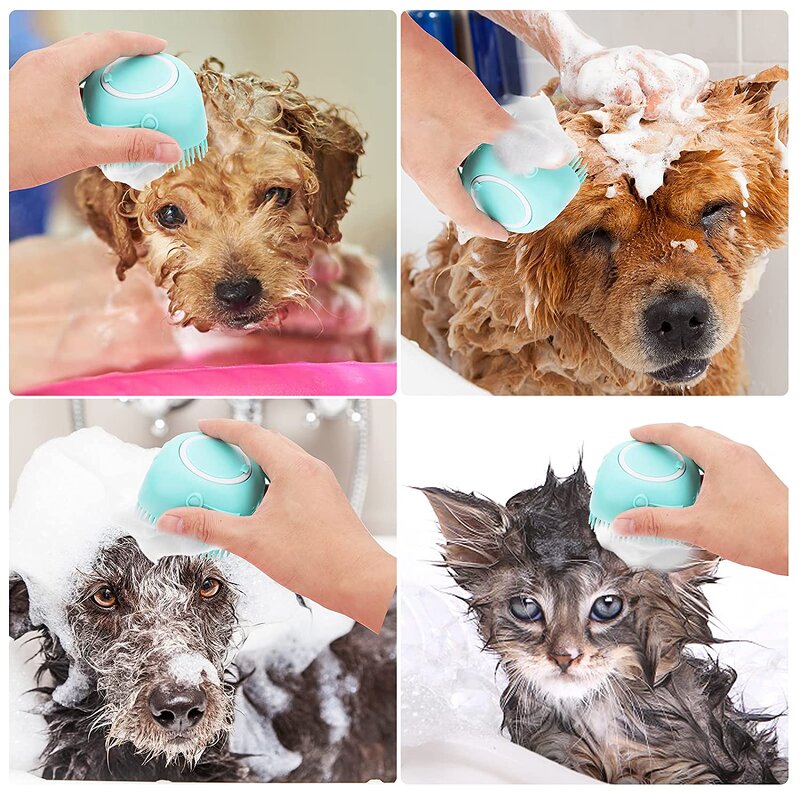 2 in 1 Dog Bath Brush - Bathroom Silicone Massage Shampoo Box Cat Shower Grooming Tool