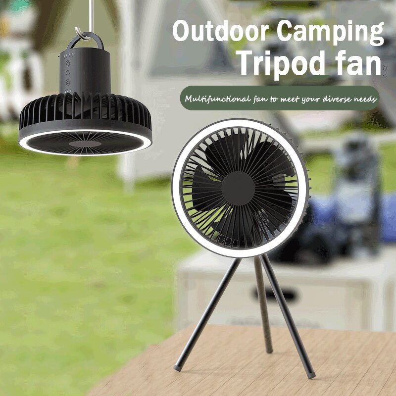 Camping Ceiling Fan - USB Portable LED Light Tripod Rechargeable Multifunctional Desktop