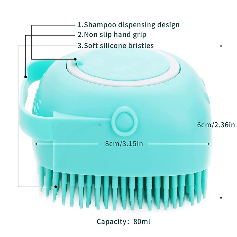 2 in 1 Dog Bath Brush - Bathroom Silicone Massage Shampoo Box Cat Shower Grooming Tool